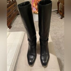 NATURALIZER STERLING BLACK LEATHER TALL/KNEE HIGH BOOTS